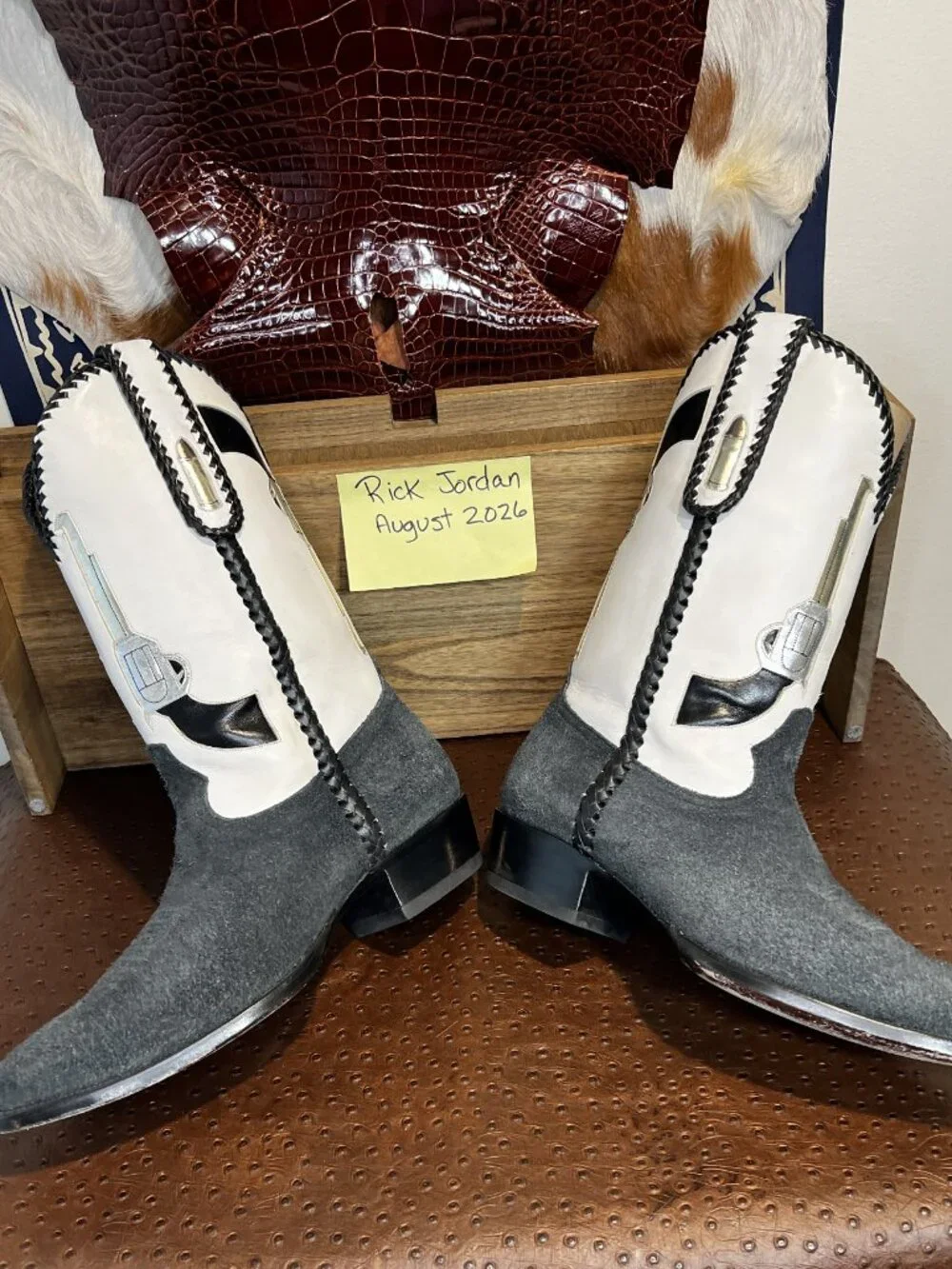 Custom Gunslinger Gray Calfskin Suede Cowboy Boots Fits 11EE/11.5D